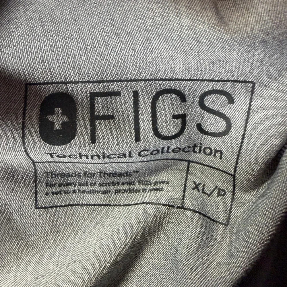 FIGS Scrub Pant Men's XL Gray Polyester Straight Leg Medical Drawstring Stretch